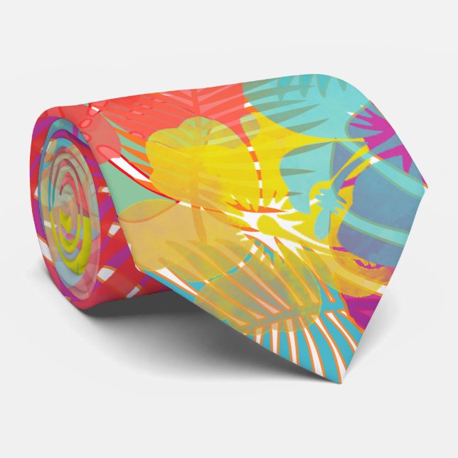 Corbata Fondo PixDezines Hibiscus/Rainforest/DIY (Enrollado)