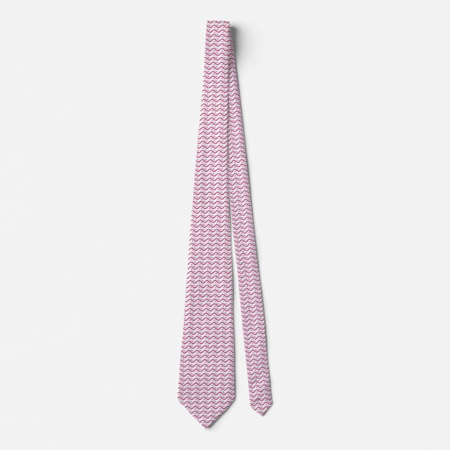 Corbata fondo rosa y blanco con líneas onduladas (Anverso)