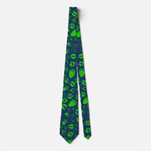 Corbata Foot prints 01.b.green DBlue BG