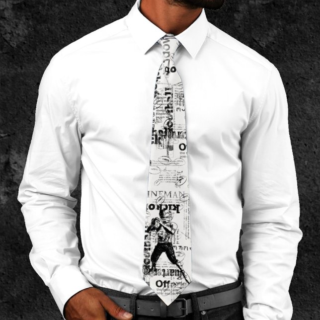 Corbata Football Moderno Word Art Black White Newsprint (Subido por el creador)