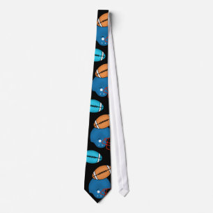Corbata Footballs and Helmets theme black background