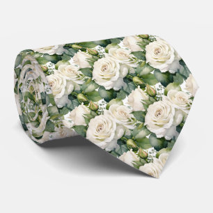 Corbata Formal Clásica de Rosas Blancas Florales