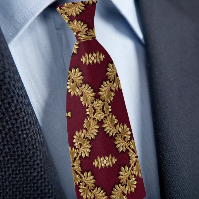 Corbata Formal con Patrón de Oro y Rubí (Subido por el creador)