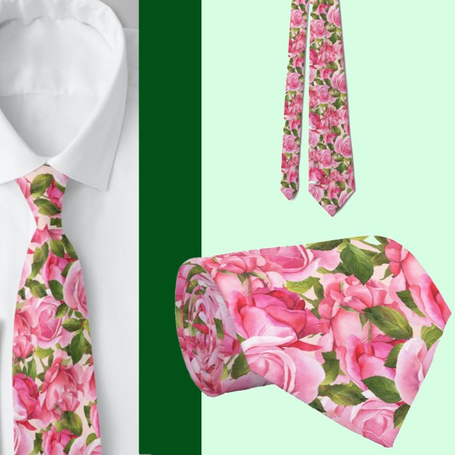 Corbata Formal de Cuello con Rosas Rosadas Elegant (Subido por el creador)