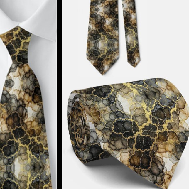 Corbata Formal | Mármol Negro, Blanco y Dorado (Subido por el creador)