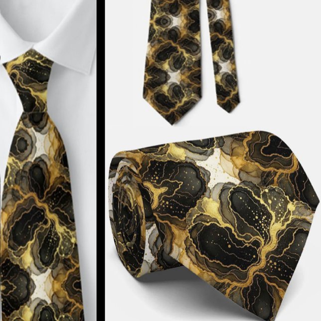 Corbata Formal | Mármol Negro, Blanco y Dorado (Subido por el creador)