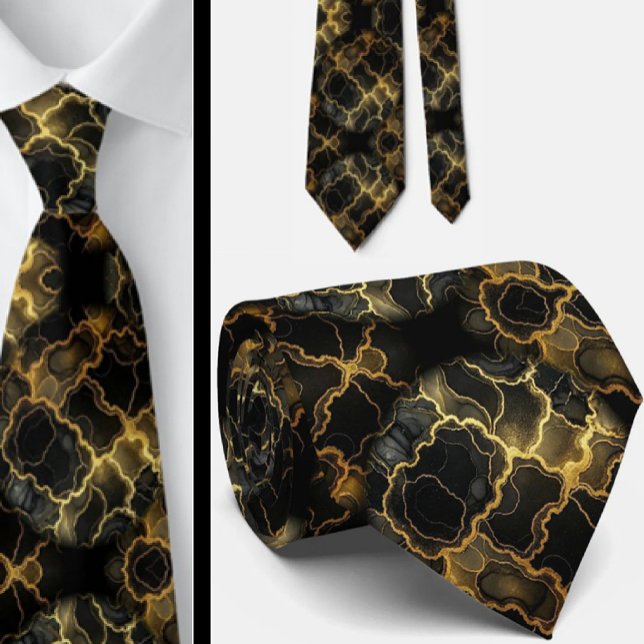Corbata Formal | Mármol Negro y Dorado (Subido por el creador)