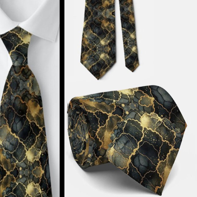 Corbata Formal | Mármol Negro y Dorado (Subido por el creador)
