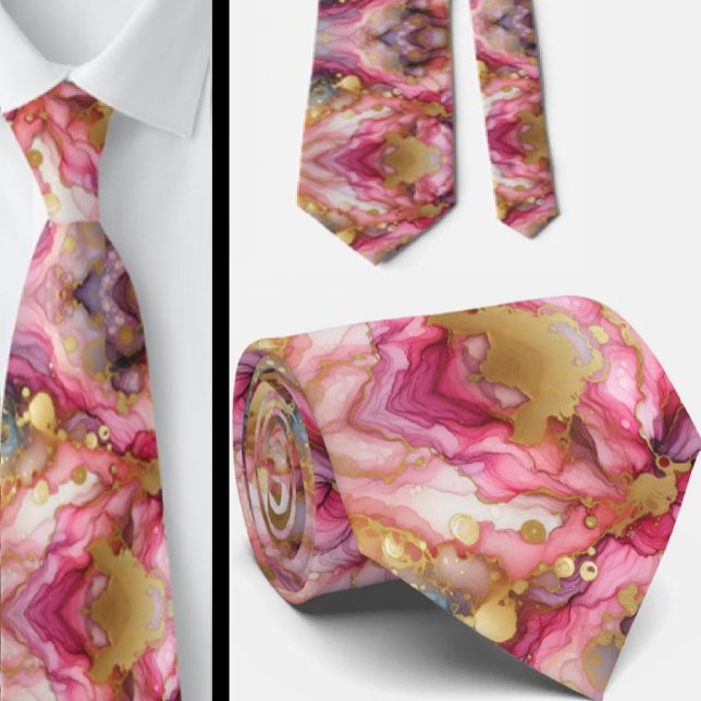 Corbata Formal | Mármol Rosa y Dorado (Subido por el creador)