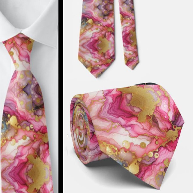 Corbata Formal | Mármol Rosa y Dorado (Subido por el creador)