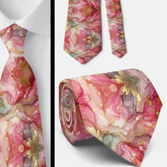 Corbata Formal | Mármol Rosa y Dorado (Subido por el creador)