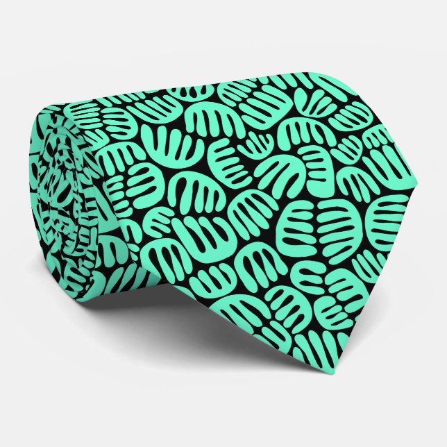 Corbata Formas abstractas 301122 - Turquesa en negro (Enrollado)