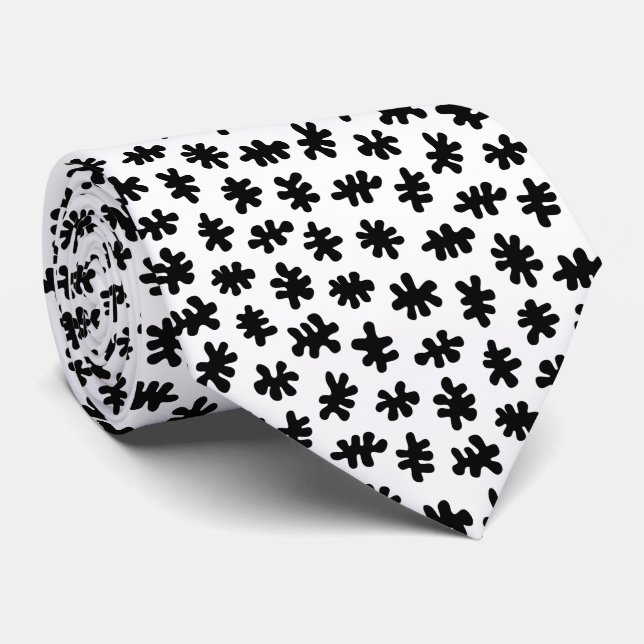 Corbata Formas Amorfas 120322 - Negro sobre Blanco (Enrollado)