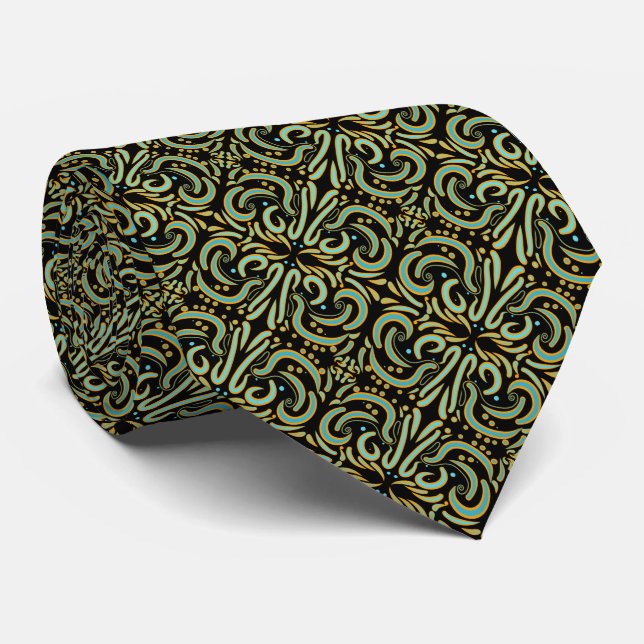 Corbata Formas circulares, lineales y cónicas Arte abstrac (Enrollado)
