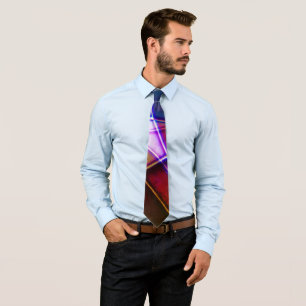 Corbata Formas geométricas de color de roya con luz de neó
