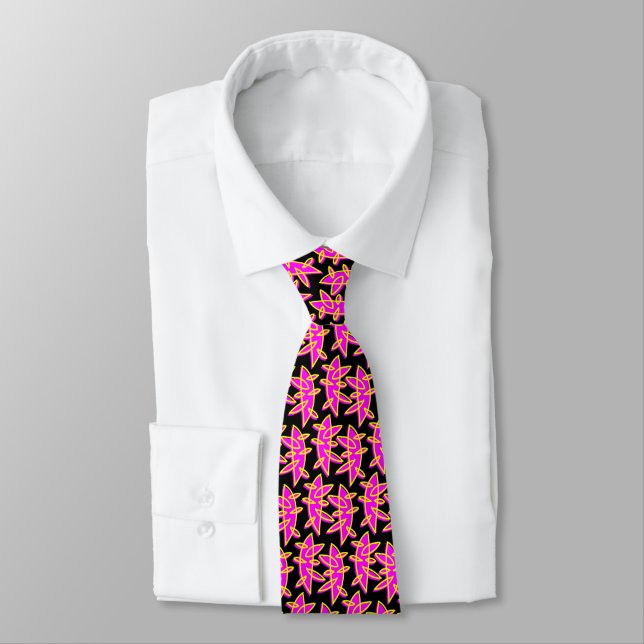 Corbata Formas - Magenta y amarillo en negro (Atado)