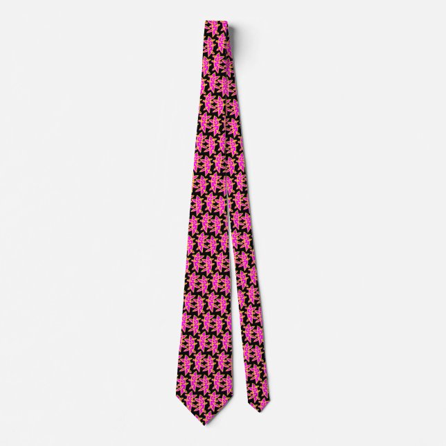 Corbata Formas - Magenta y amarillo en negro (Anverso)