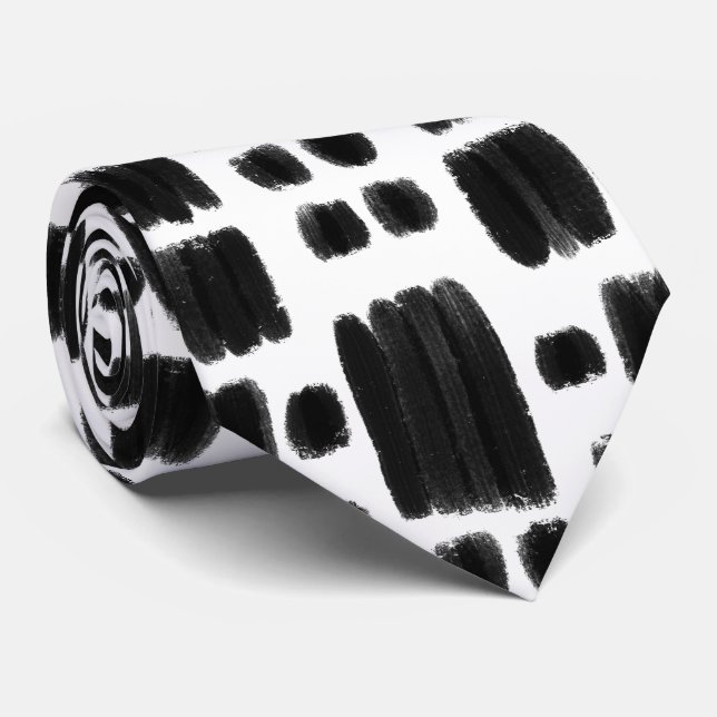 Corbata Formas pintadas en blanco y negro (Enrollado)
