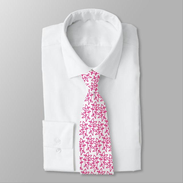 Corbata Formas - Rojo Neón sobre Blanco (Atado)