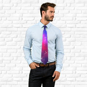 Corbata Foto Celestial Rosa Caliente y Azul Marino