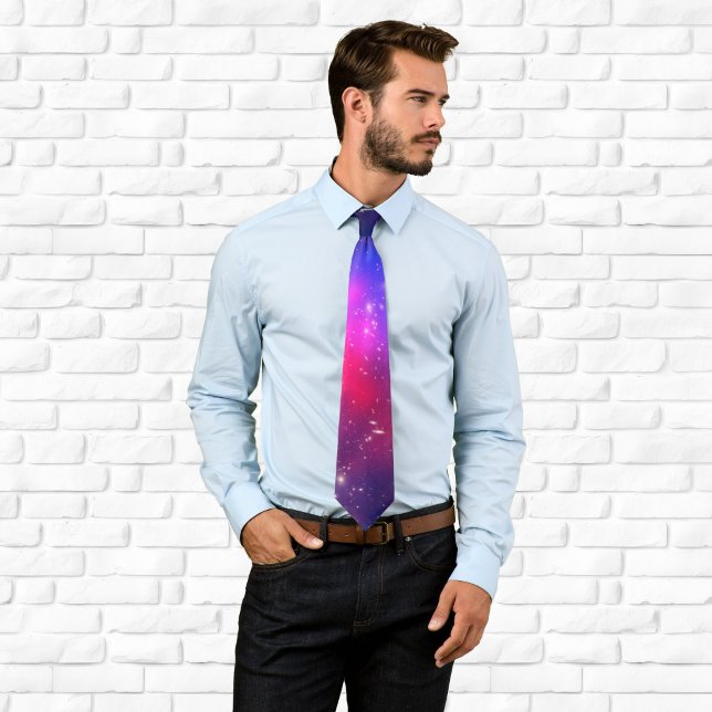 Corbata Foto Celestial Rosa Caliente y Azul Marino (Hot Pink and Navy Blue Celestial Photo Tie)