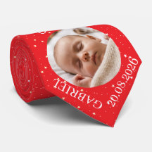 Foto de bebé rojo nombre año recuerdo para papá
