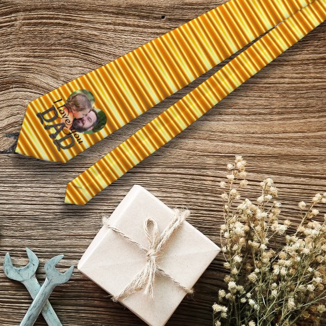Corbata Foto personalizada Te quiero papá Amarillo brillan (Subido por el creador)