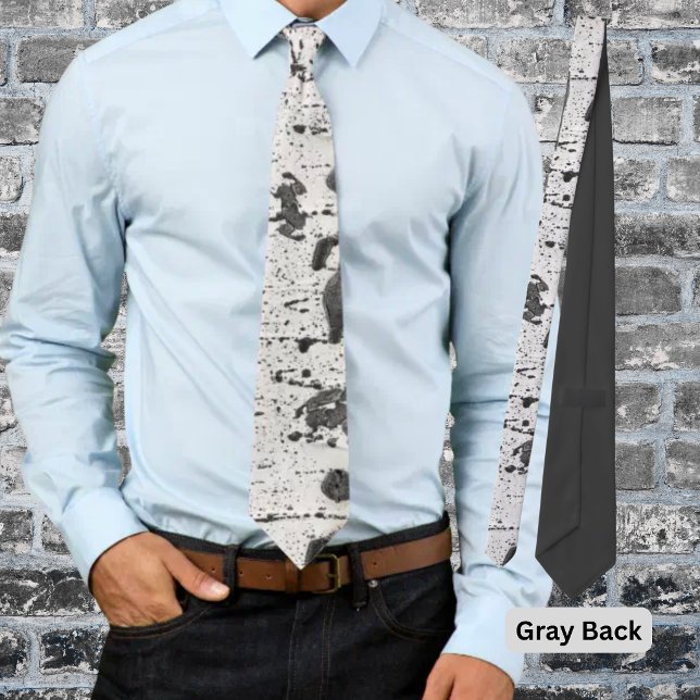 Corbata Fotografía de la textura de la corteza blanca del  (Aspen tree bark photo polyester tie with dark gray back. )