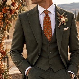Corbata Foulard de medallón azul terracota de Amalfi