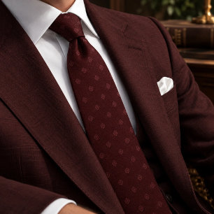 Corbata Foulard de tono rojo granate con estampado de espi