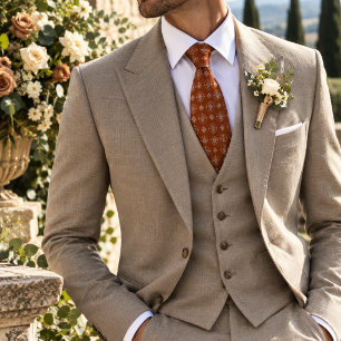 Corbata Foulard Floral Cuatrofojas Oro Lila Rojizo