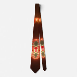 Corbata Fractal abstracto moderno naranja rojo luminoso