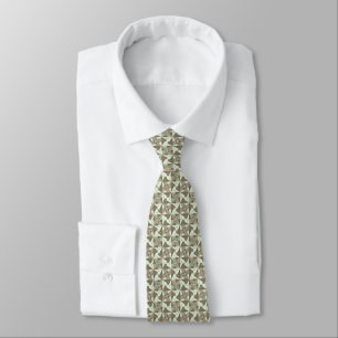 Corbata Fractal de diamantes de color marrón y crema
