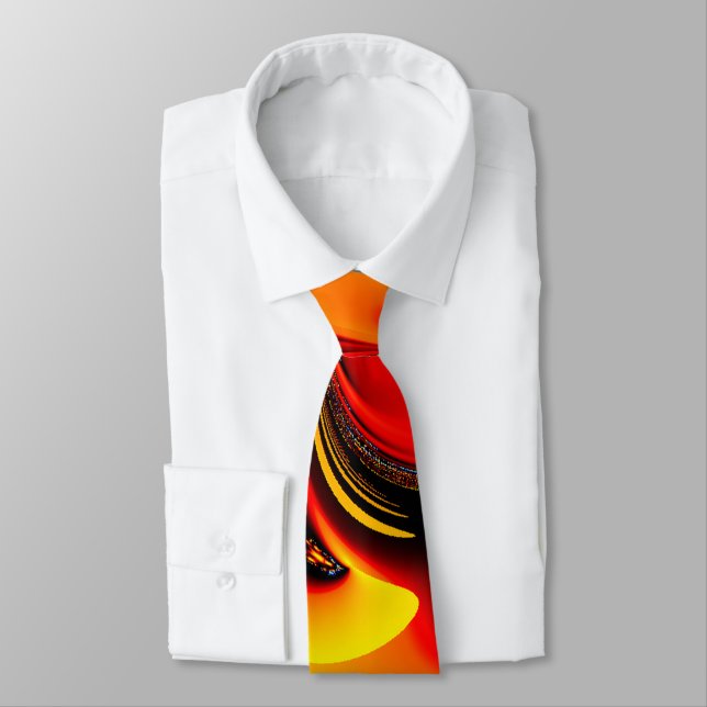 Corbata Fractal Furia Naranja (Atado)