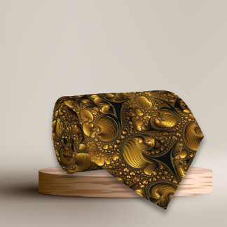 Corbata fractal mandelbrot oro