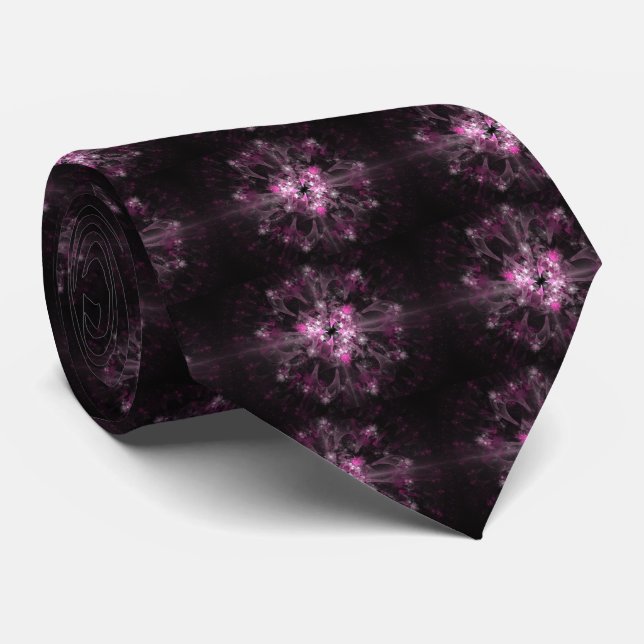 Corbata Fractal Negro Y Rosa (Enrollado)
