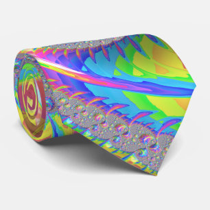 Corbata Fractal Neon Rainbow