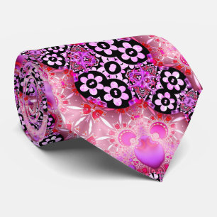 Corbata Fractal rosado y negro maravilloso