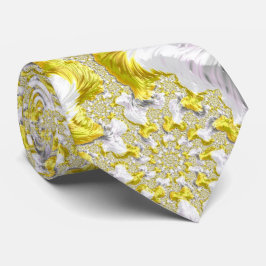 Corbata Fractal Simétrico Dorado Amarillo Abstracto