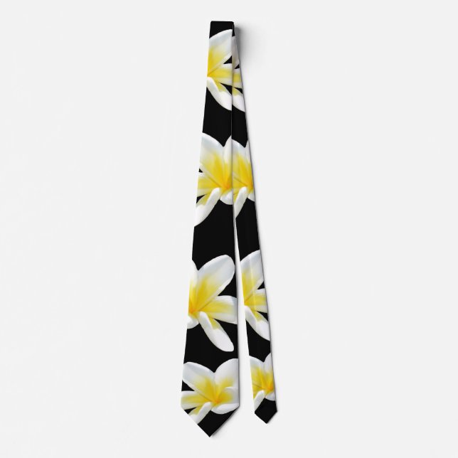 Corbata Frangipani, flores, amarillo negro (Anverso)