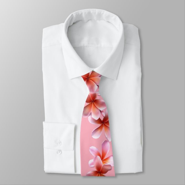 Corbata Frangipani Plumeria Rosa Unisex (Atado)