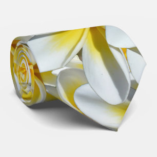 Corbata Frangipanis Amarillo Y Blanco,