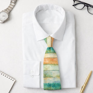Corbata Franjas de acuarela costera pastel turquesa meloco