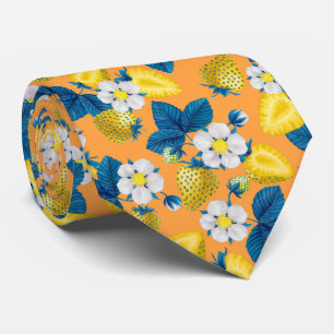 Corbata Fresas amarillas en naranja