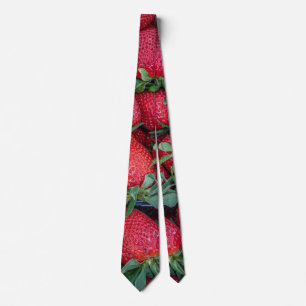 Corbata Fresas con hojas verdes