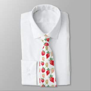 Corbata Fresas de color rojo y rosa