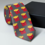 Corbata Fresas francesas Cute Kawaii - gris<br><div class="desc">Dibujo moderno de una caja de frituras francesa con colores vivos.</div>