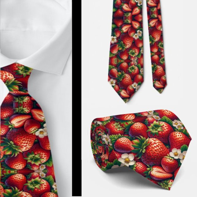 Corbata Fresas Patrón de Fresa Rojo Floral (Subido por el creador)