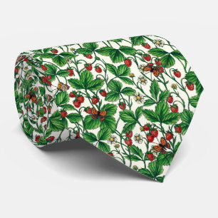 Corbata Fresas silvestres en blanco roto