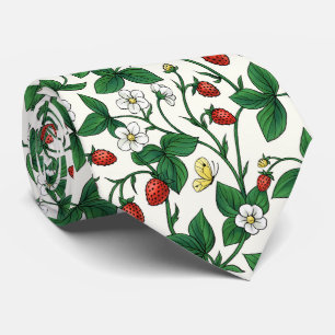 Corbata Fresas silvestres rojas/amarillas/verdes/blanco ap